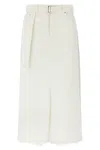 Sacai White Pleated Denim Skirt