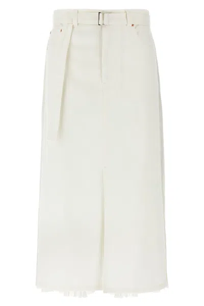 SACAI SACAI PLEATED DENIM SKIRT