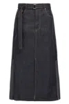 Sacai Denim Skirt With Back Pockets And Front Slit