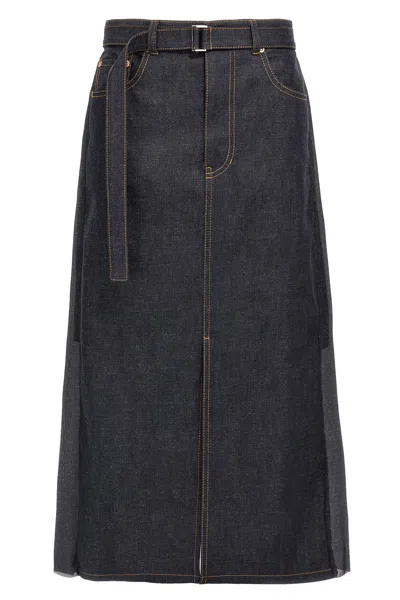 SACAI SACAI PLEATED DENIM SKIRT