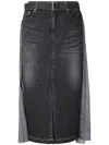 Sacai Black Denim Pleated Skirt With Adjustable Waist Belt In Black