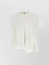 Sacai Pleated Design Top Short Sleeves In White