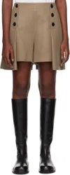 Sacai Beige Wool Melton Shorts In Brown