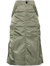 Sacai Pleated Gathered Midi Skirt In Green