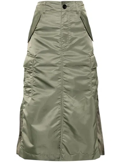 SACAI PLEATED GATHERED MIDI SKIRT