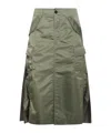 Sacai Pleated Gathered Midi Skirt In Green