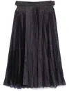 Sacai Pleated Grey Skirt With Denim And Soft Fabric Construction In Black