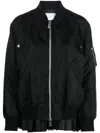Sacai Womens Black Relaxed-fit Round-neck Shell Jacket In Black