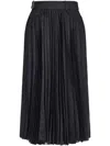 Sacai Pleated High-waist Skirt With Textured Finish In Blue