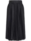 Sacai Pleated High-waist Skirt With Textured Finish In Blue