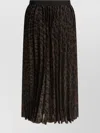 Sacai Pleated High-waisted Animal Print Midi Skirt In Black