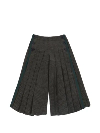 Pre-owned Sacai Pleated Houndstooth Trousers In Brown