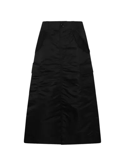 Sacai Pleated Midi Skirt In Black