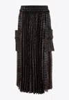 Sacai Pleated Skirt With Cargo Pockets In Black
