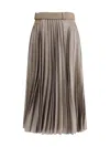 Sacai Pleated Midi Skirt In Beige