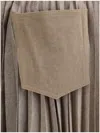 Sacai Pleated Midi Skirt In Beige