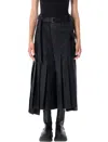 Sacai Pleated Midi Skirt With Cargo Pocket In Black