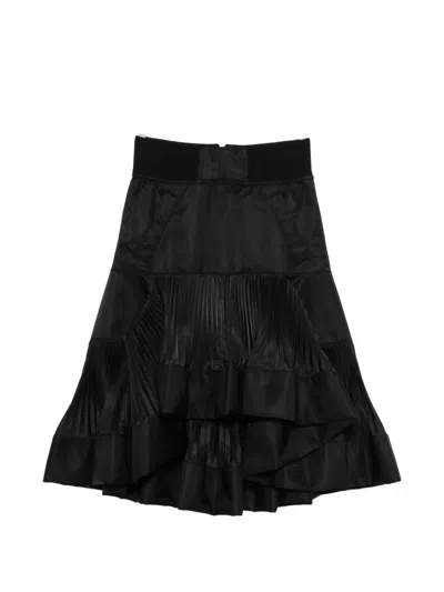 Sacai Pleated Midi Skirt In Black