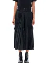 Sacai Windowpane-print Maxi Skirt In Black