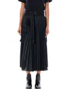 Sacai Windowpane-print Maxi Skirt In Black