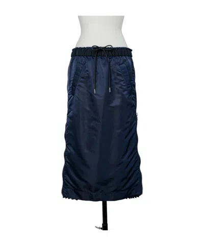 Sacai Pleated Midi Skirt In Blue