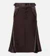 Sacai Pleated Midi Skirt In Brown