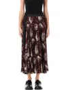 Sacai Pleated Midi Skirt Dot Flower In Bordueax