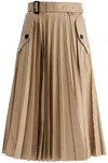 Sacai Beige Cotton Gabardine Midi Skirt In Beige