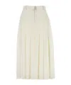 Sacai White Pleated Midi Skirt In White