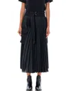 Sacai Windowpane-print Maxi Skirt In Black