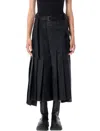 Sacai Pleated Midi Skirt With Cargo Pocket In Black