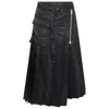 Sacai Pleated Midi Twill Skirt In Schwarz