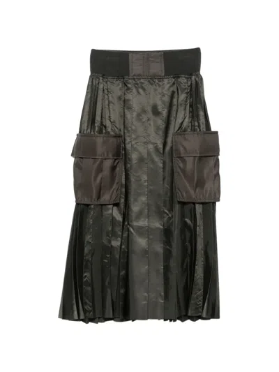 Sacai Pleated Midi Utility Skirt In Multi