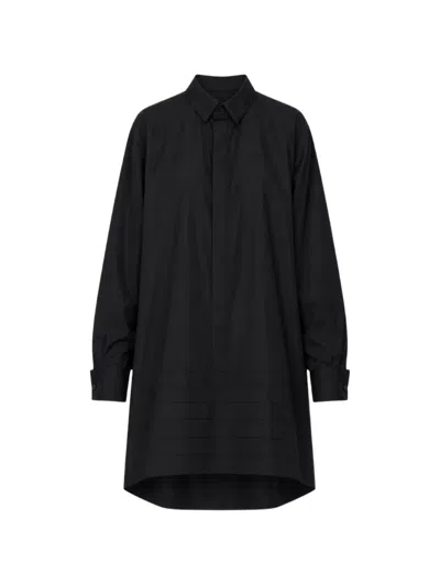 Sacai Pleated Mini Shirt Dress In Black