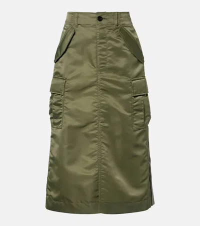 Sacai Pleated Miniskirt In Green