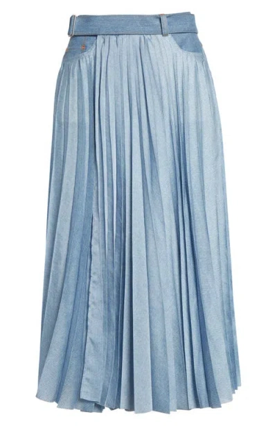SACAI SACAI PLEATED MIXED MEDIA MIDI SKIRT