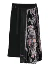 Sacai Pleated Paisley-print Skirt In Black