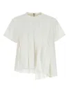 Sacai Pleated Design Top Short Sleeves In White