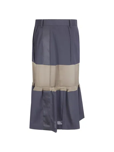Sacai Pleated Panelled Mini Skirt In Multi
