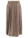 Sacai Pleated Skirt Skirts Beige In Brown