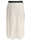 Sacai Wrap Detail Midi Length Pleated Skirt In White
