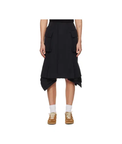 Sacai High-waisted Asymmetric Mini Skirt In Black
