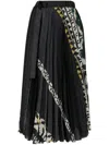 Sacai Pleated Midi Skirt In Black