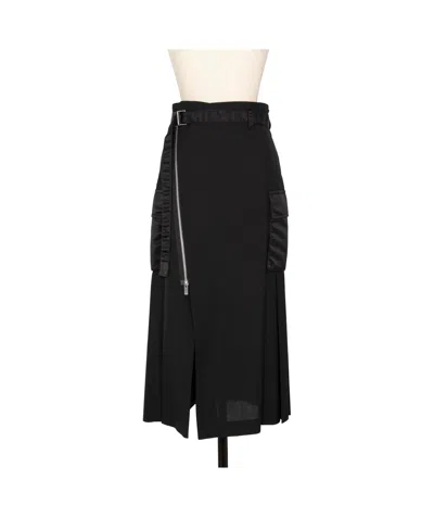SACAI SACAI ZIP-DETAILED BELTED CARGO MIDI SKIRT