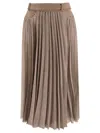Sacai Pleated Skirt With Pockets And Loops In Brown