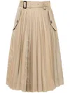 Sacai Beige Cotton Gabardine Midi Skirt In Neutrals