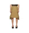 Sacai Beige Grosgrain Midi Skirt In Nude