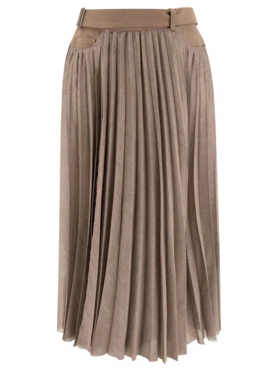 Sacai Pleated Skirt Skirts Beige