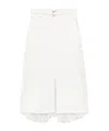 Sacai Pleated Midi Skirt In White