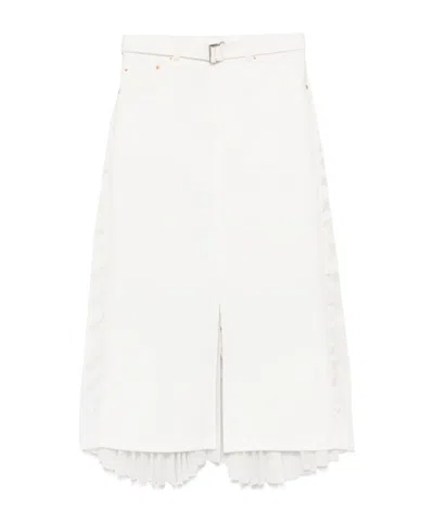 SACAI SACAI PLEATED PANELLED MIDI SKIRT